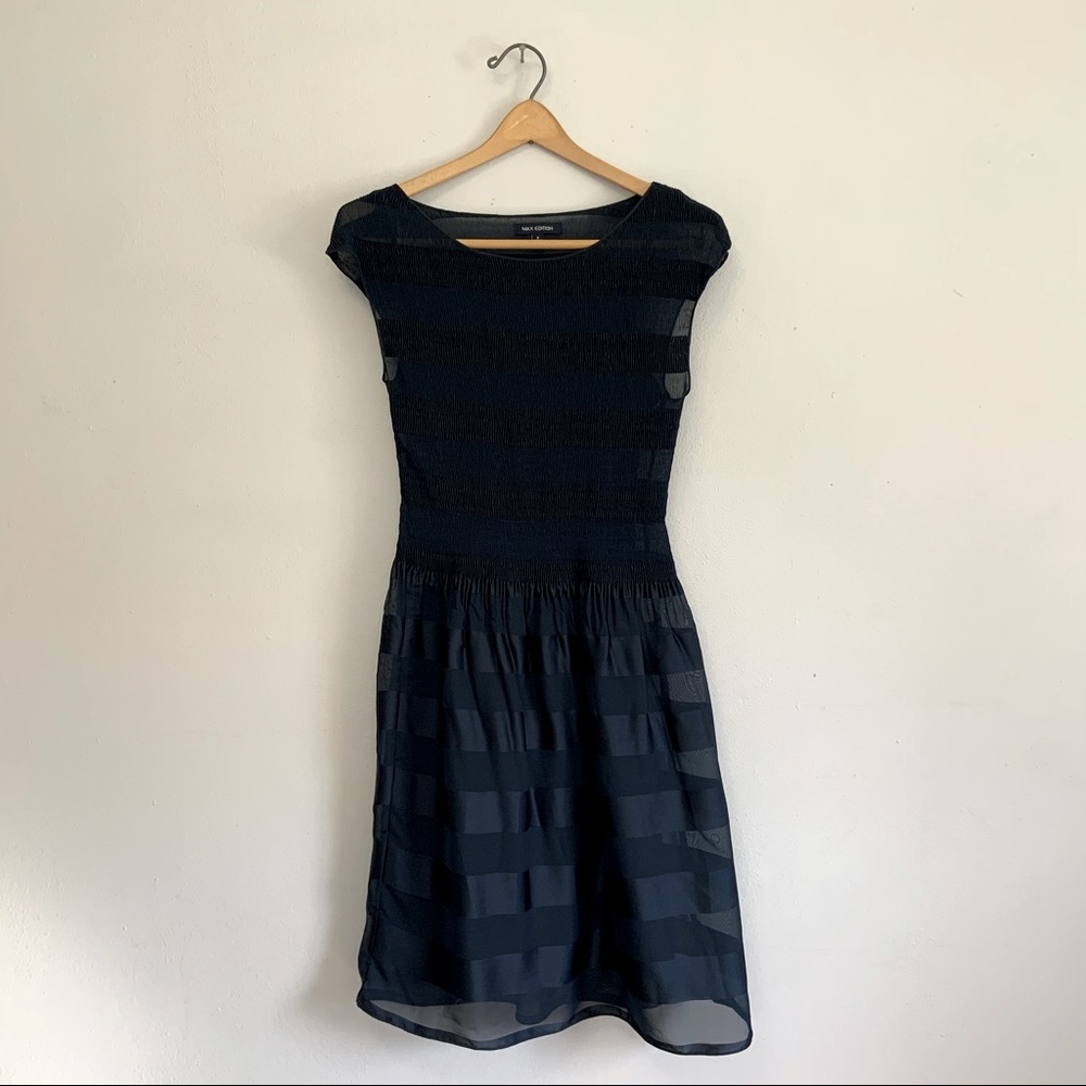Max Edition Smocked Striped Midi Dress